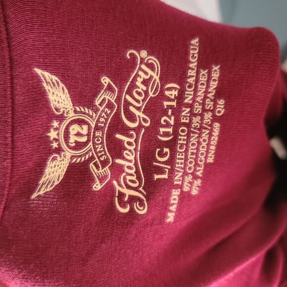NWT Faded Glory maroon long sleeve shirt size large - Picture 7 of 7